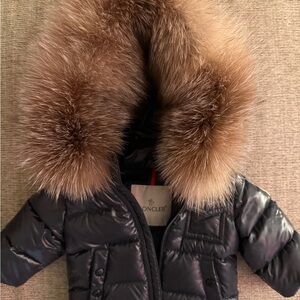Moncler Black Puffer Jacket with Fur Trim